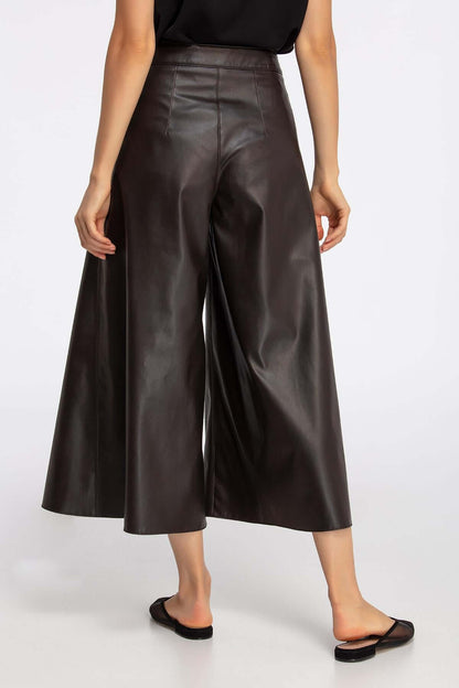 Women's Wide-Leg Leather Pants