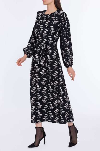 Women's Padded Shoulder Patterned Dress