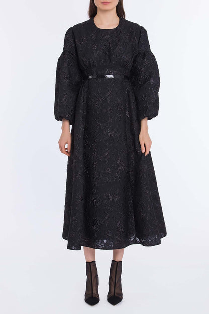 Kemerli Midi Boy Jakar Elbise