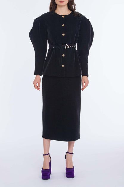 Women's Balloon Sleeve Velvet Jacket
