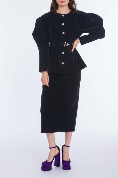 Women's Balloon Sleeve Velvet Jacket