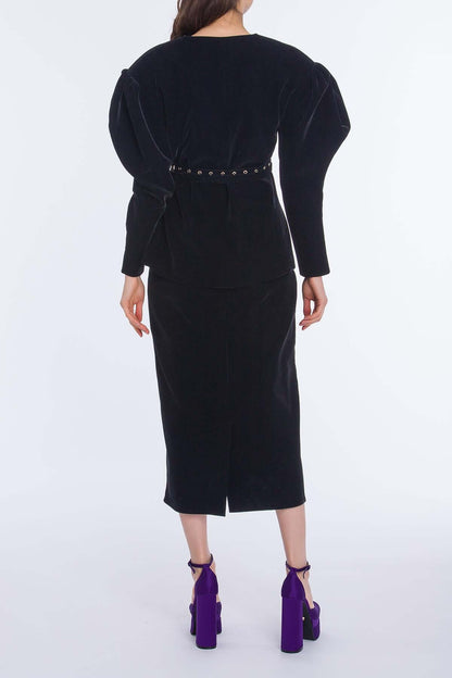 Women's Balloon Sleeve Velvet Jacket